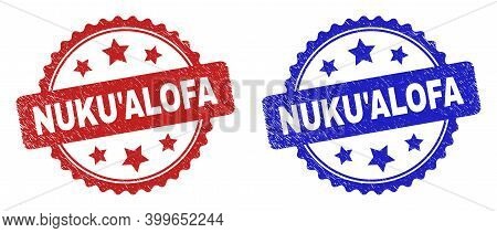 Rosette Nuku'alofa Stamps. Flat Vector Distress Seal Stamps With Nuku'alofa Text Inside Rosette With