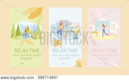 Happy People Rest At Home In Evening, Outdoor In Park, During Work Break. Relax Time Mobile Page Scr