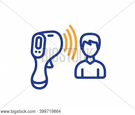 Electronic Thermometer Line Icon. Temperature Scanner Sign. Fever Measuring Symbol. Quality Design E
