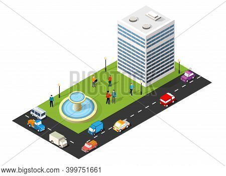 Isometric 3d Illustration Of The City Quarter With Houses