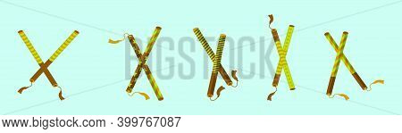 Set Of Garba Dancing Sticks Cartoon Icon Design Template With Various Models. Modern Vector Illustra
