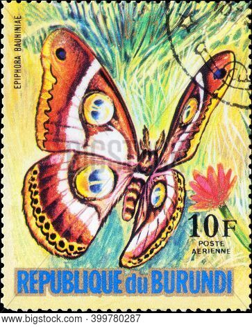 Saint Petersburg, Russia - November 12, 2020: Stamp Issued In The Burundi With The Image Of The Butt