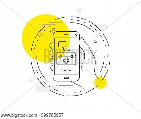 First Aid Line Icon. Mobile Phone Vector Button. Medicical Kit Sign. Pharmacy Medication Symbol. Fir