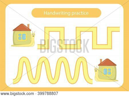 Little Snail. Help The Snail To Crowl The Path. Handwriting Practice. Vector Illustration.