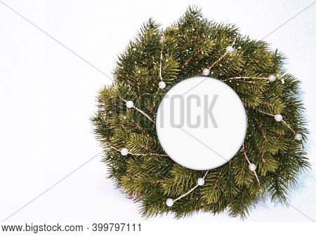 Christmas Wreath Isolated On White Background. New Year Door Decpration.
