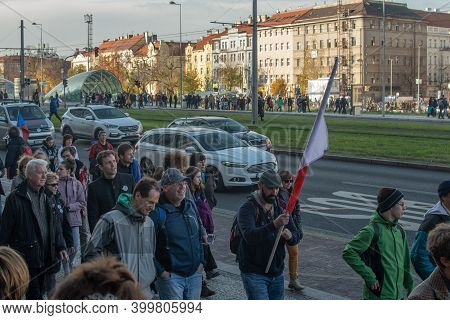 Prague, Czech Republic 11-19-2020. Czech Republic Celebrated 30th Years Of Velvet Revolution-transit