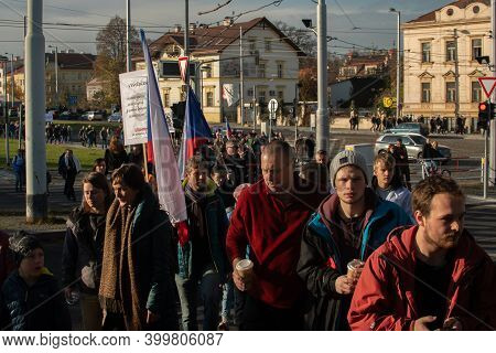 Prague, Czech Republic 11-19-2020. Czech Republic Celebrated 30th Years Of Velvet Revolution-transit
