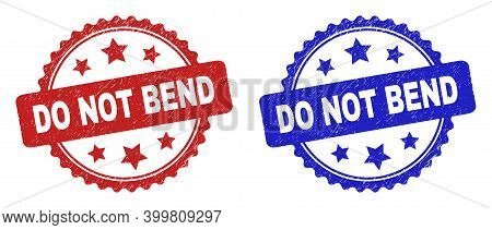 Rosette Do Not Bend Seal Stamps. Flat Vector Distress Stamps With Do Not Bend Title Inside Rosette W