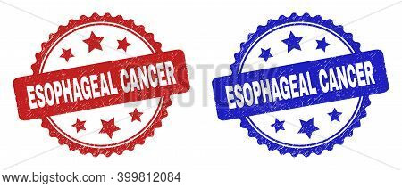 Rosette Esophageal Cancer Seal Stamps. Flat Vector Distress Seal Stamps With Esophageal Cancer Capti