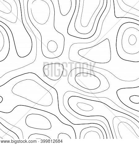 Topographic Map Lines. Black And White Seamless Design. Exceptional Tileable Isolines Pattern. Vecto