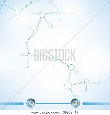 Abstract Molecule Blue White Background