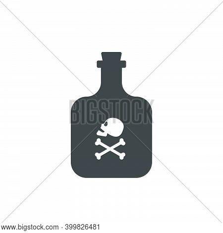 Bottle Poison Alcohol Skull Side View For Concept Design. Dangerous Container. Potion Beverage Bar D