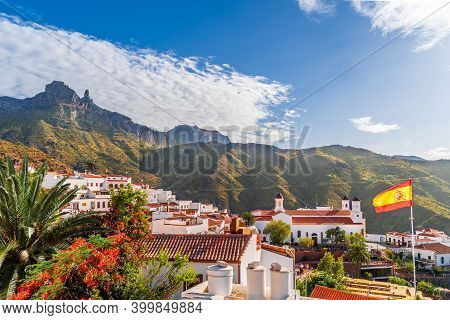 Landscape With Tejeda Village On Gran Canaria, Canary Islands, Spain
