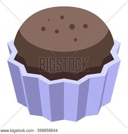Chocolate Paste Cupcake Icon. Isometric Of Chocolate Paste Cupcake Vector Icon For Web Design Isolat