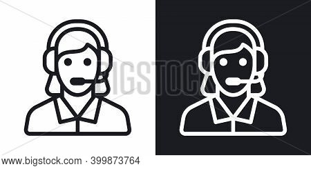 Technical Support, Customer Support Or Customer Care Icon. Call Center Concept. Woman In Headset Ans