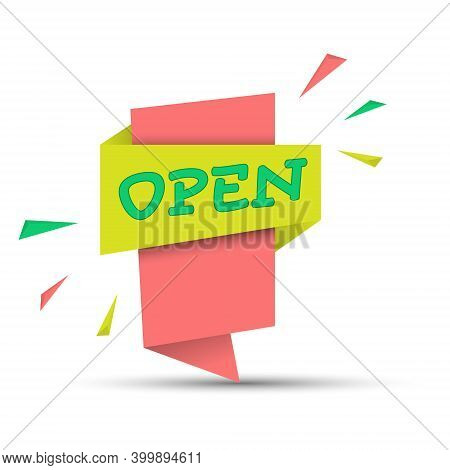 Colorful Banner With The Word Open. Simple Stock Vector Illustration