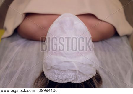 Beautiful Woman In The Spa Salon, Treatment Hyperpigmentation And Melasma On Face By Serum Mask, Fac