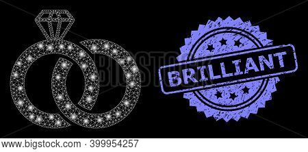 Glowing Mesh Net Diamond Wedding Rings With Lightspots, And Brilliant Rubber Rosette Seal Imitation.