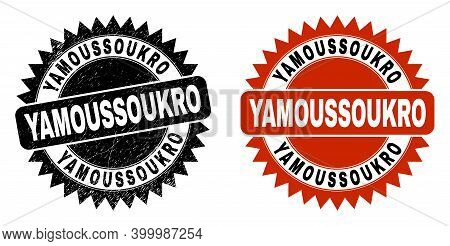 Black Rosette Yamoussoukro Watermark. Flat Vector Distress Watermark With Yamoussoukro Text Inside S