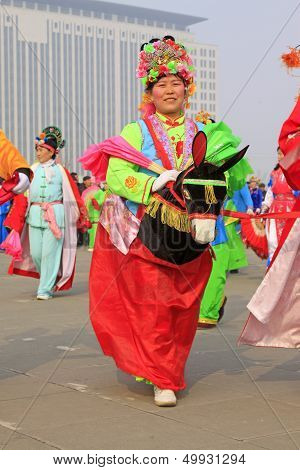 People Wear Colorful Clothes, Yangko Dance Performances In The Streets
