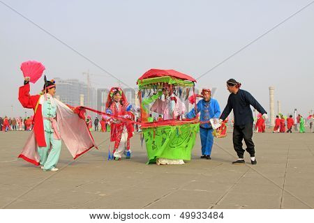 People Wear Colorful Clothes, Yangko Dance Performances In The Streets