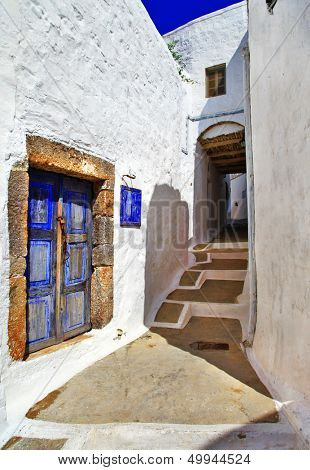 traditional greek streets. Patmos island