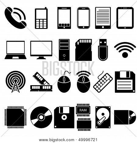 Set of Mobile and Computer Devices Icons