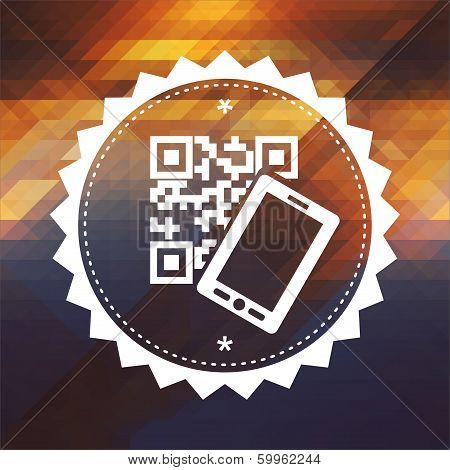 QR Code with Smartphone on Triangle Background.