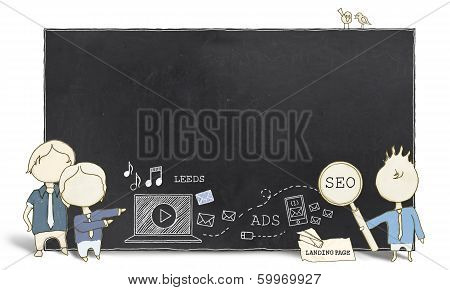 Web Experts With Blank Blackboard