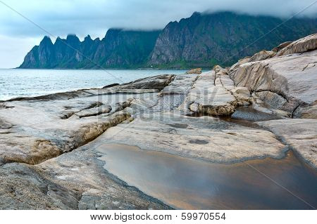 Summer Senja Coast (jagged Ersfjord, Norway, Polar )