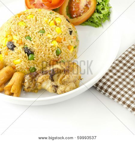 American Fried Rice Isolated On White