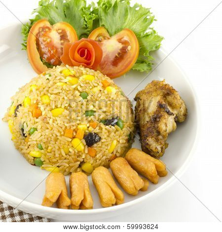 American Fried Rice Isolated On White