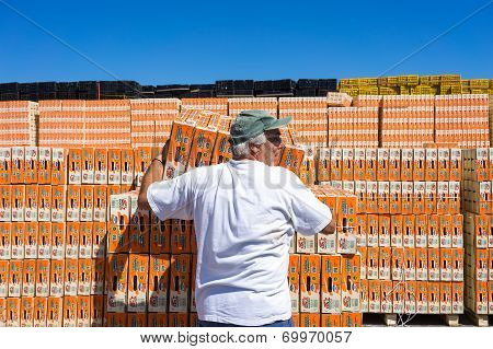 Products Of Agricultural Cooperative Of Naoussa, Greece, Carried In Boxes. The Famous 