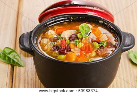 Minestrone Soup  With Beans And Vegetables.