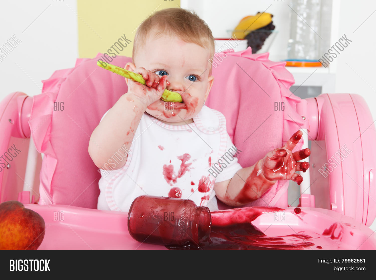 Baby Making Mess While Image & Photo (Free Trial) | Bigstock