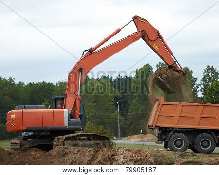 The Wheel Loader Excavator Loading Dumper Truck