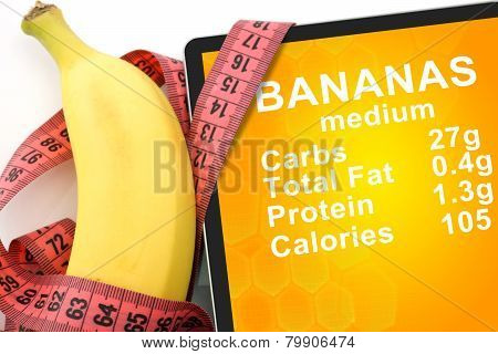 Tablet with Calories In banana