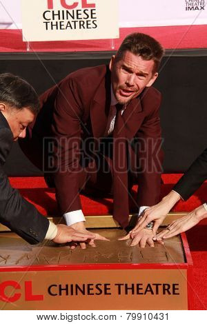 LOS ANGELES - JAN 8:  Ethan Hawke at the Ethan Hawke Hand and Foot Print Ceremony at a TCL Chinese Theater on January 8, 2014 in Los Angeles, CA