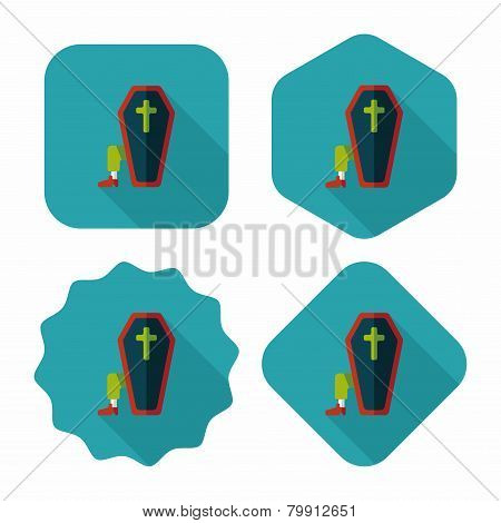 Coffin Falt Icon With Long Shadow,eps10