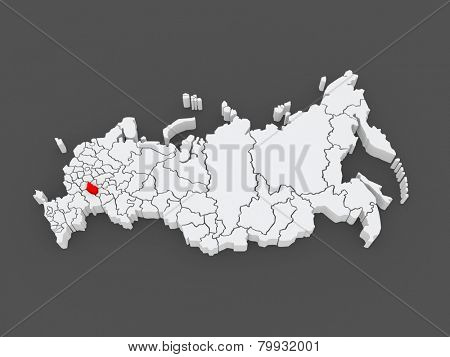 Map of the Russian Federation. Penza region. 3d