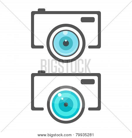 two camera icons with flat lense