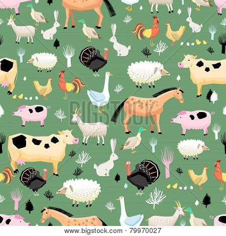 Bright Pattern Of Farm Animals