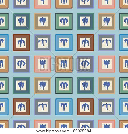 Angels  Silhouette Icon Set Seamless Texture.  Different Wing Styles.  Editable And Design Suitable