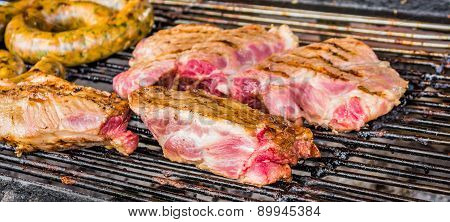 Sai Aua And Grilled Pork (notrhern Thai Spicy Sausage ) ,chiang Mai , Thailand