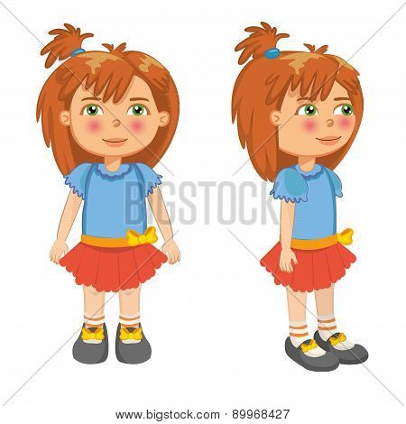 Redhead girl front and side