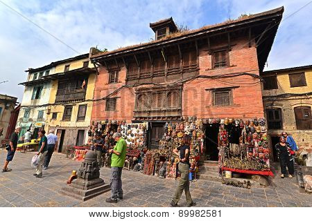 Historical Buildings Of Swayambunath Before The Earthquake That Destroyed Them. Kathmandu, Nepal
