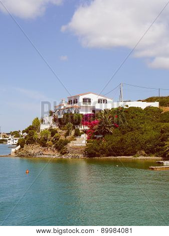 Retro Look View Of Mahon Minorca