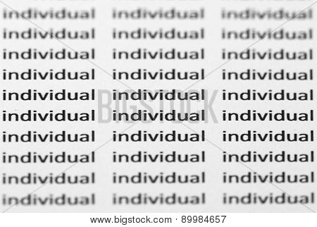 The Word Individual Repeated With Shallow Focus