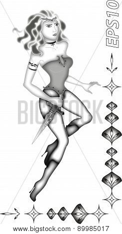 Amazon with a blade during the attack