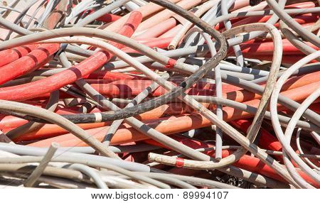 Electrical Wires And Other Lengths Of Copper Wire In The Dump Of Special Material